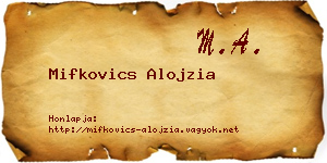 Mifkovics Alojzia névjegykártya